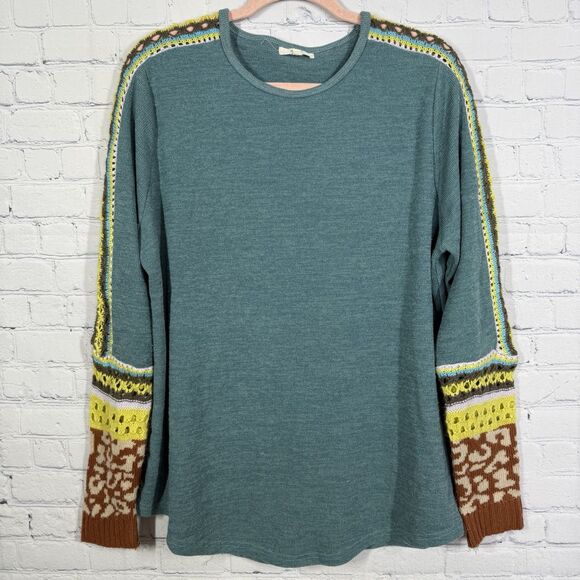 Easel Indiana Dunes Crochet Sweater Womens Large Knit Boho Chic Oversized Casual - Picture 1 of 10